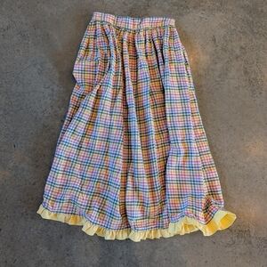 Checkered Colorful Butter Yellow Handmade Ruffle Hem Skirt